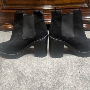 Black Suede Platform Boots with 1.5-Inch Heel